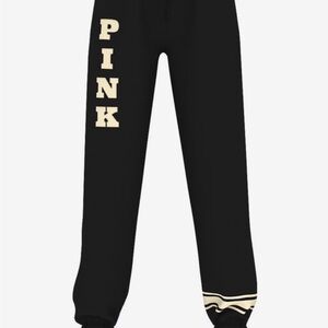 Victoria's Secret Black Track Pants with Cream Accents
